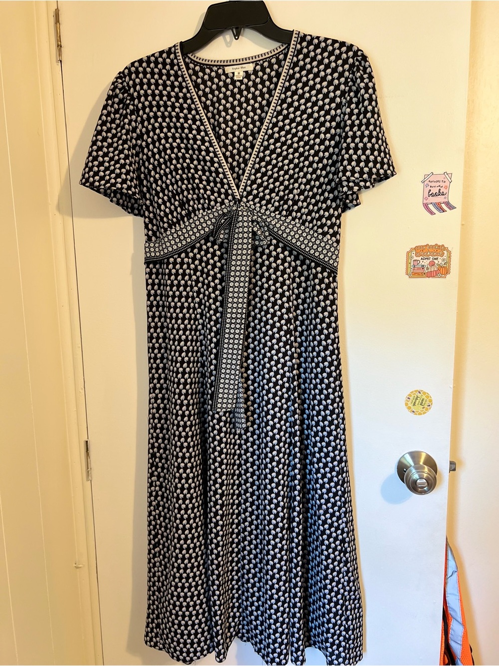 Sophie Max Black and White Printed Midi Wrap Dress